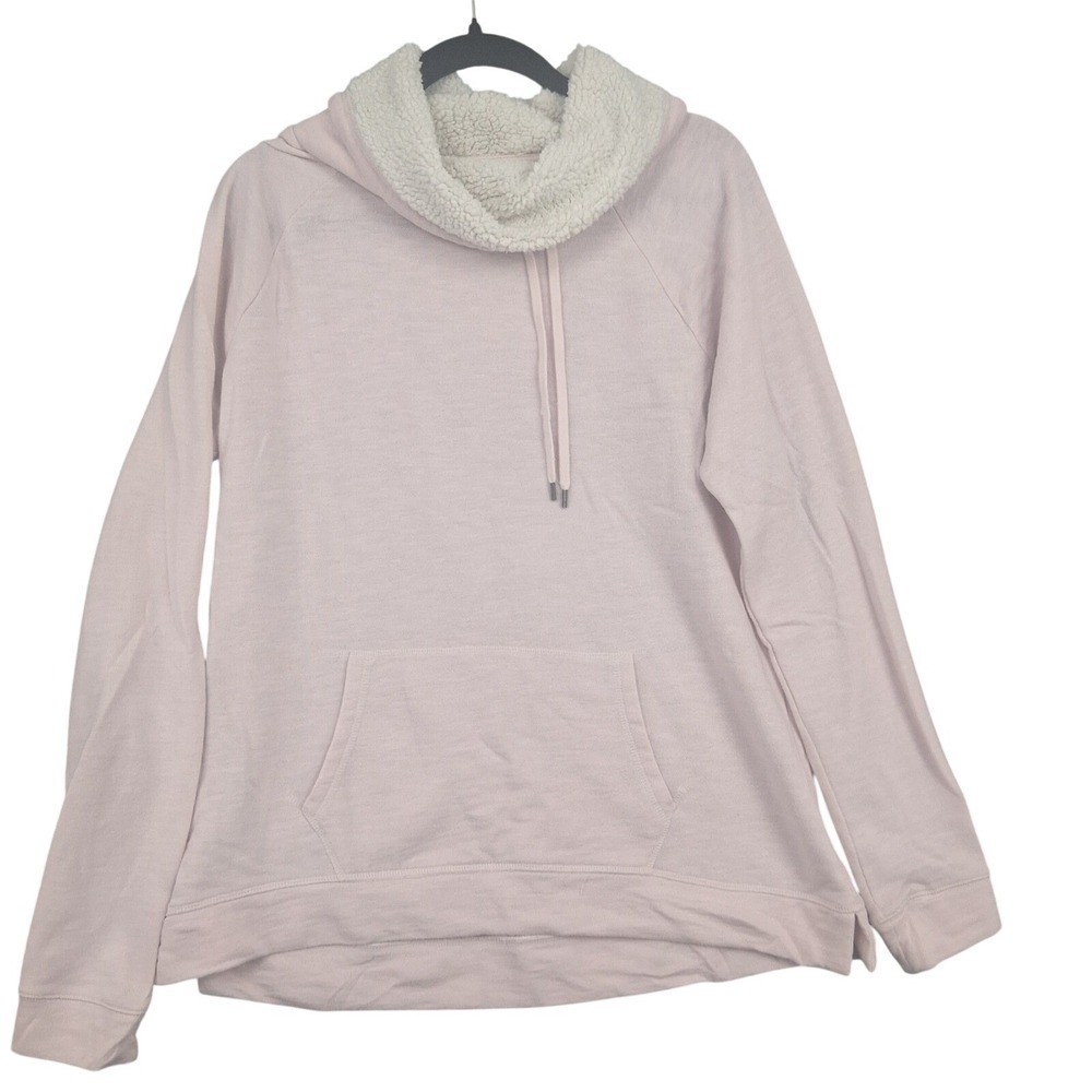 Tek Gear Pink Cozy Sherpa Lined Cowl Neck Sweatshirt Women Size Large